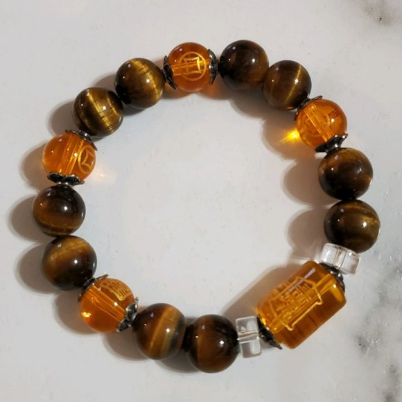 Tiger Eye God Of Wealth Stretch Bracelet - Picture 6 of 13